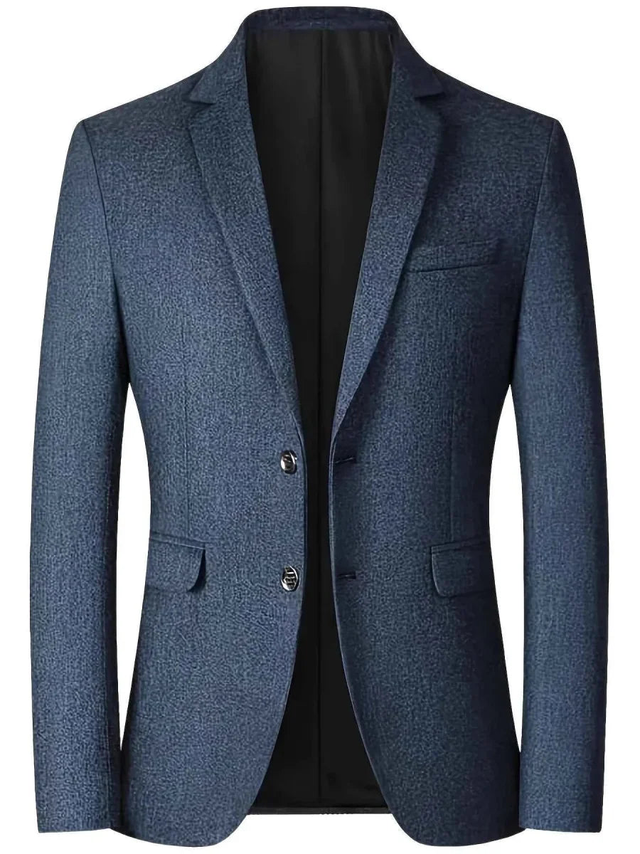 Men's Tailored Regular-Fit Blazer – Textured Two-Button Jacket