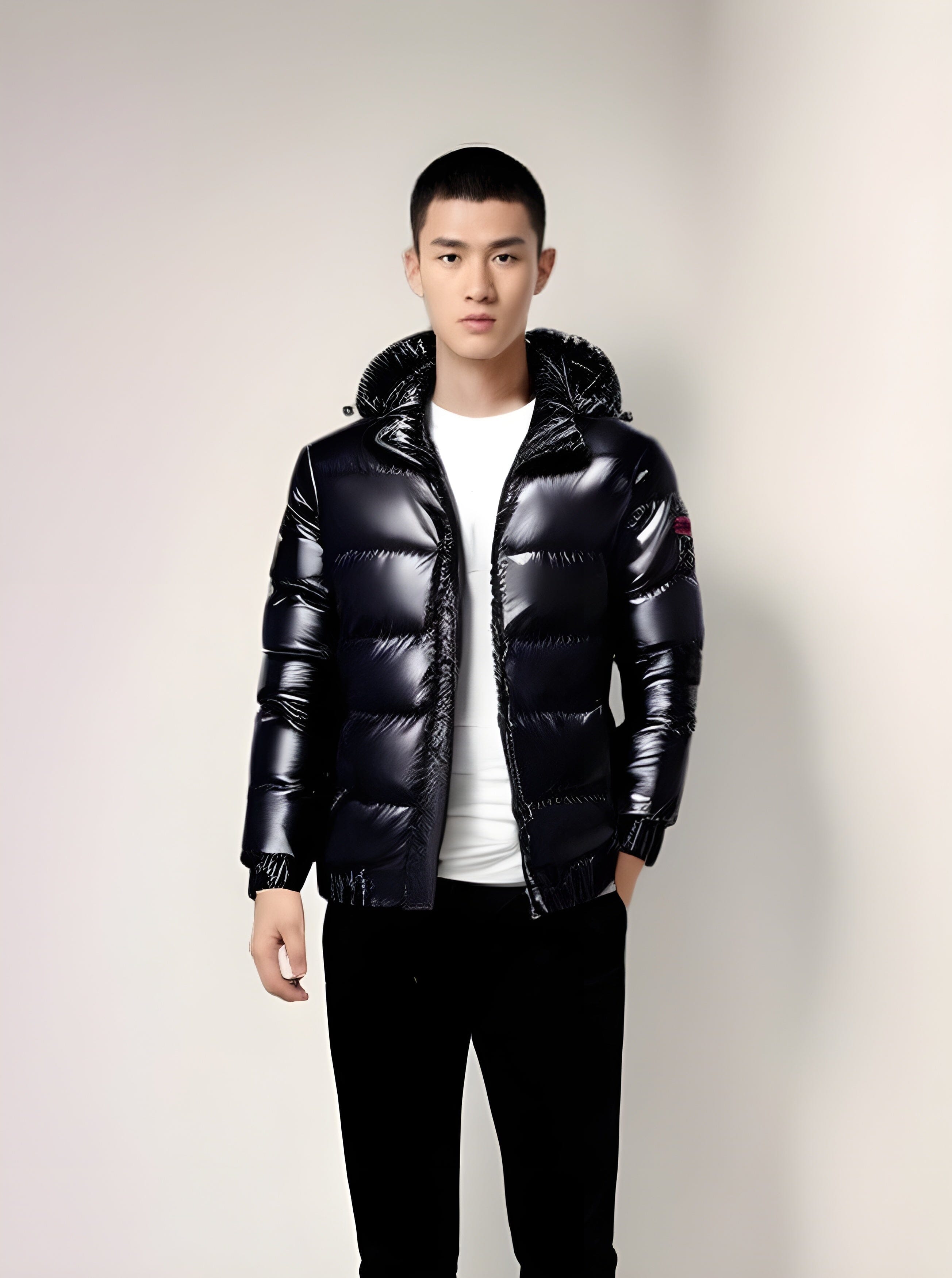 Men's Puffer Jacket with Detachable Hood