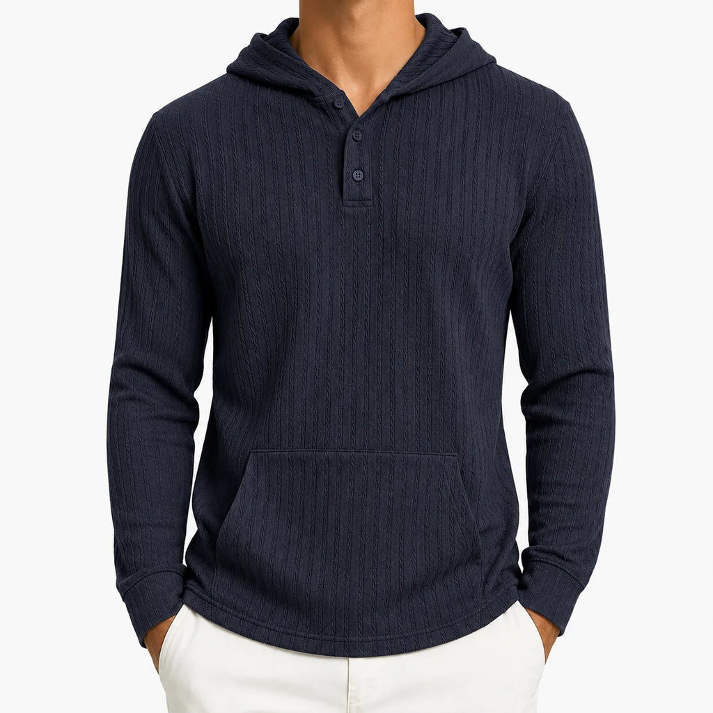 Men's Hoodie with Textured Finish and Hood