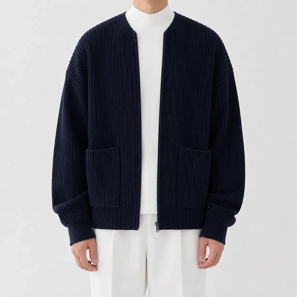 Men's Cardigan with Funnel Neck