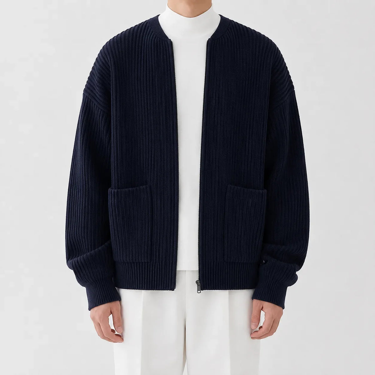 Men's Cardigan with Funnel Neck