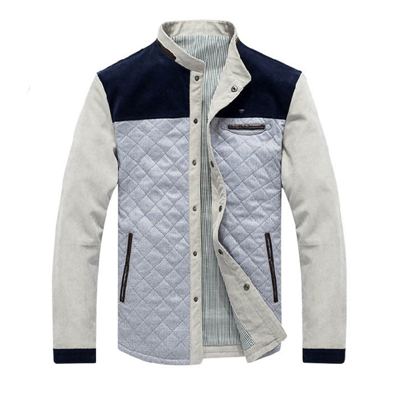 Men's Slim-Fit Patchwork Bomber Jacket