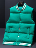 Men's Quilted Jacket with Stand Collar in Beige