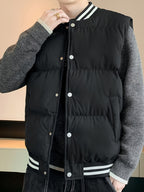 Men's Quilted Jacket with Stand Collar in Beige