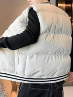 Men's Quilted Jacket with Stand Collar in Beige