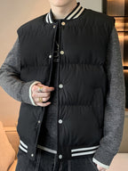 Men's Quilted Jacket with Stand Collar in Beige