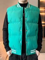 Men's Quilted Jacket with Stand Collar in Beige