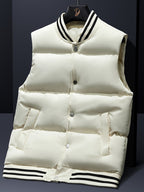 Men's Quilted Jacket with Stand Collar in Beige