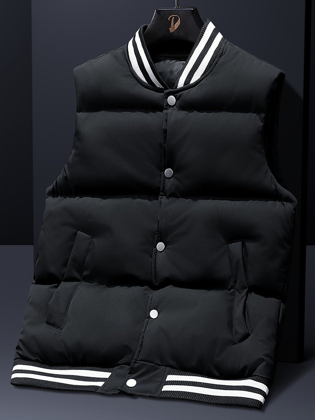 Men's Quilted Jacket with Stand Collar in Beige
