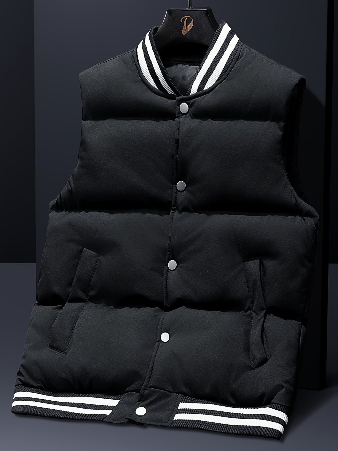 Men's Quilted Jacket with Stand Collar in Beige