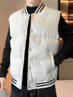 Men's Quilted Jacket with Stand Collar in Beige
