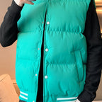 Men's Quilted Jacket with Stand Collar in Beige