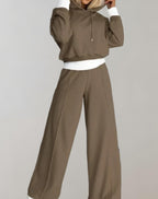 Women's Two-piece Trouser Lounge Set with hood and trousers with wide legs