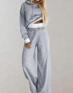 Women's Two-piece Trouser Lounge Set with hood and trousers with wide legs