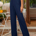 Women's Straight-leg Trousers with elastic waist – Navy