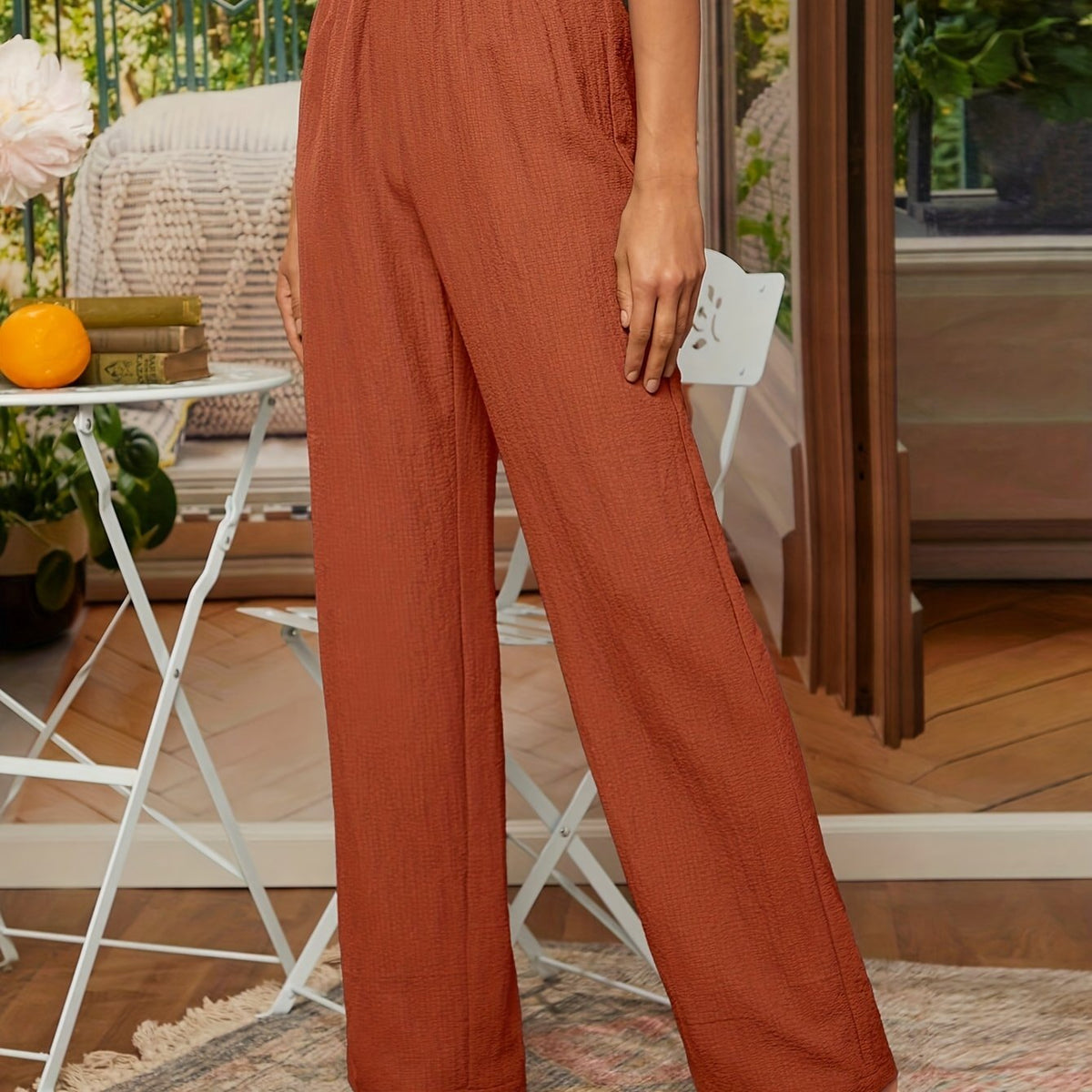 Women's Straight-leg Trousers with elastic waist – Navy