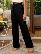 Women's Straight-leg Trousers with elastic waist – Navy