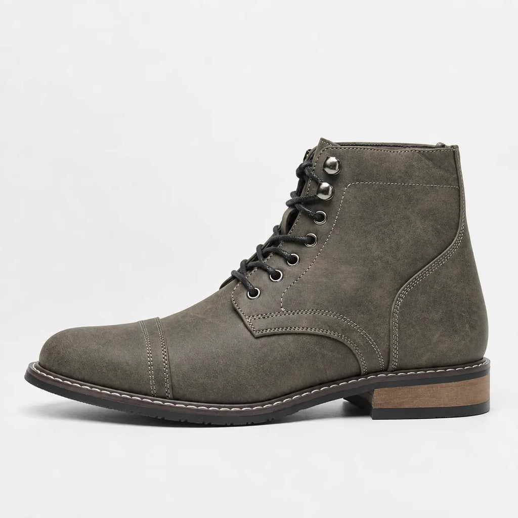 Men's Lace-up Boots with Cap Toe