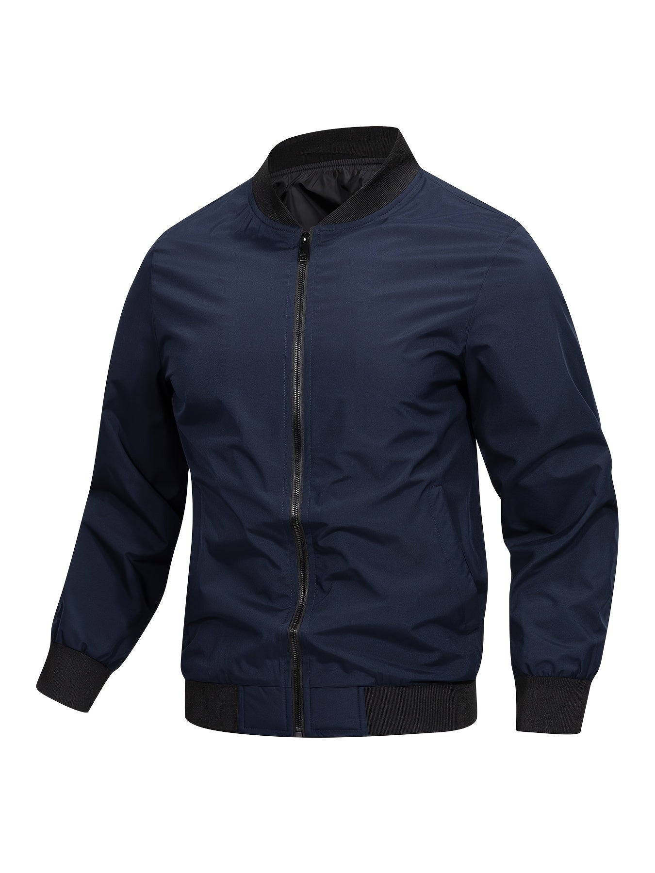 Men's Bomber Jacket with Baseball Collar