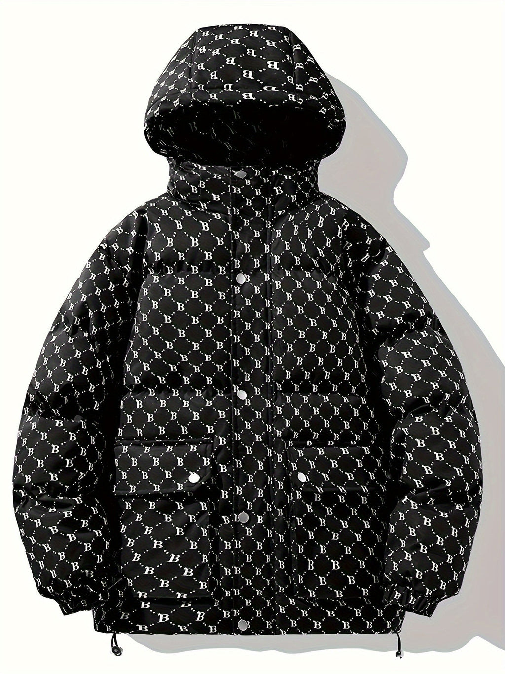 Men's Padded Jacket with Zip and Storm Flap