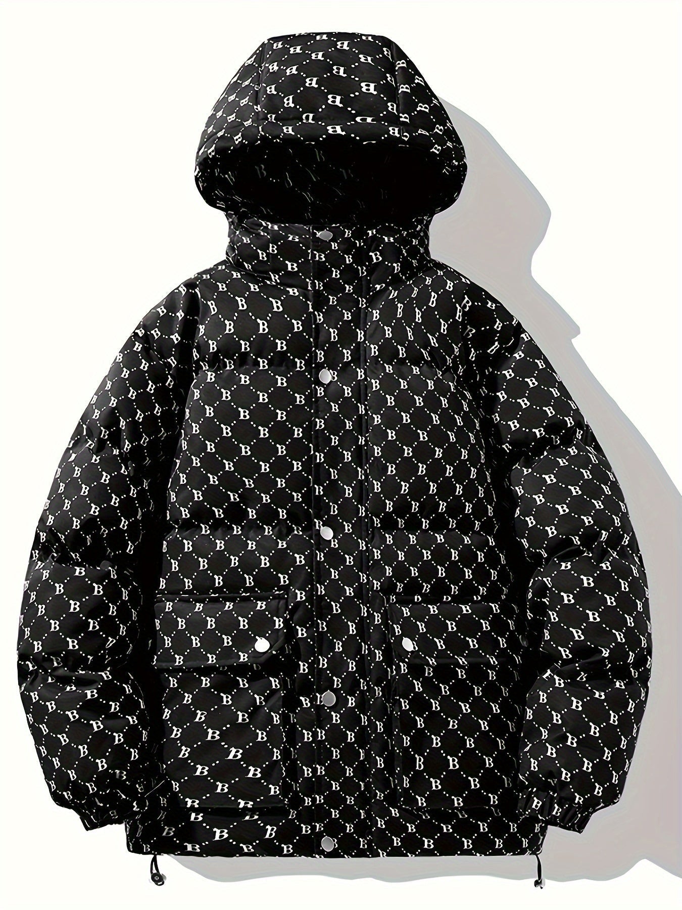 Men's Padded Jacket with Zip and Storm Flap