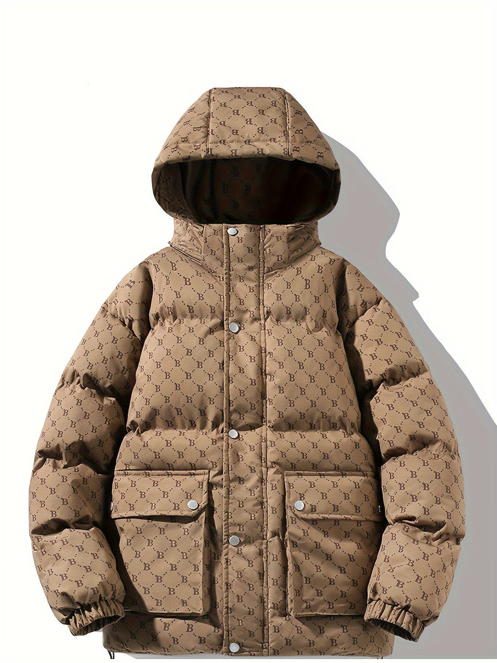 Men's Padded Jacket with Zip and Storm Flap