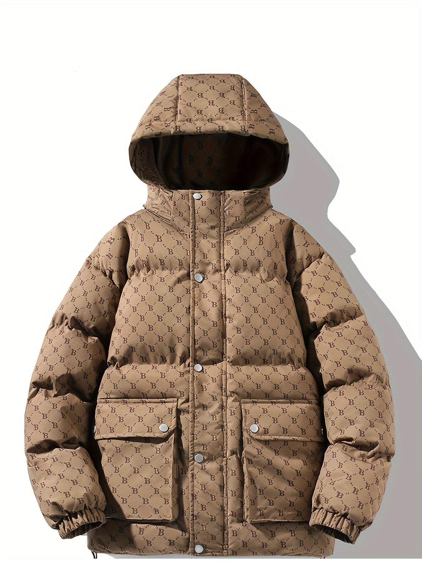 Men's Padded Jacket with Zip and Storm Flap