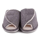 Men's Plush House Slippers – Herringbone Open-Toe Indoor Slippers