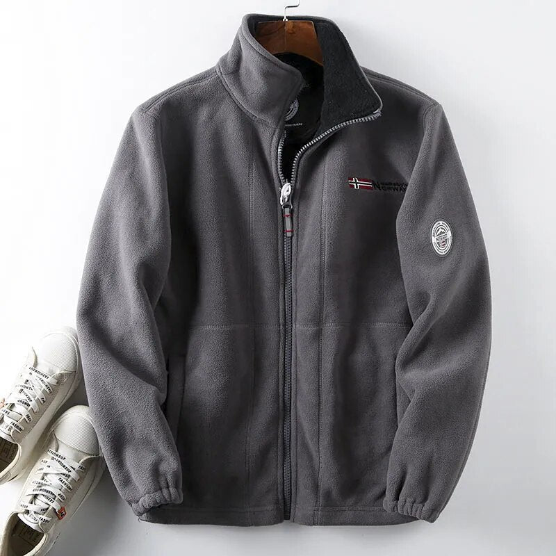 Men's Fleece Winter Jacket – Full-Zip High Collar Layer