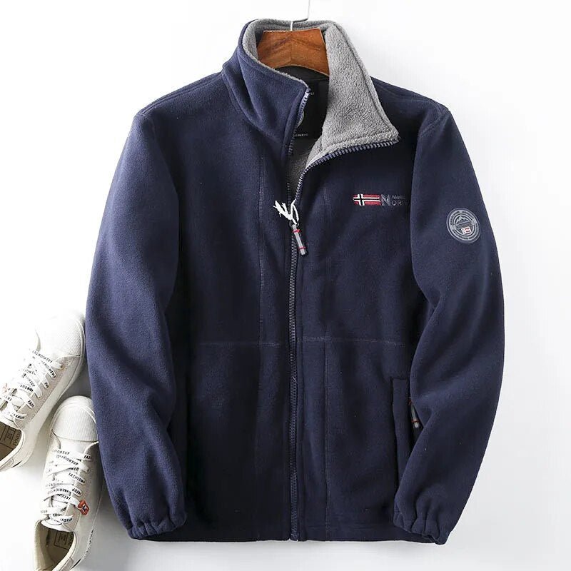 Men's Fleece Winter Jacket – Full-Zip High Collar Layer