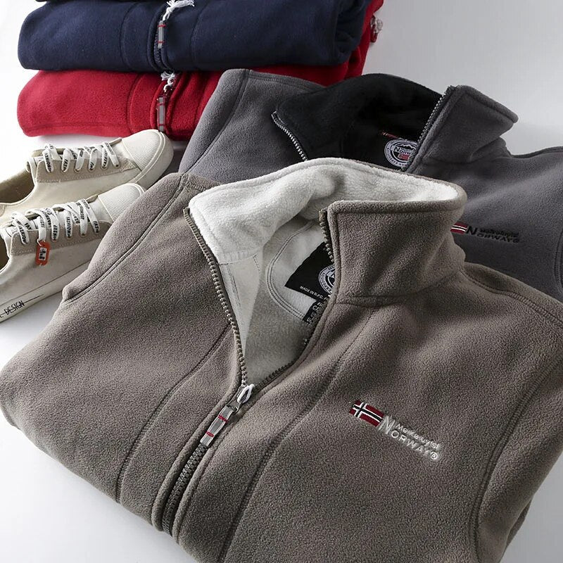 Men's Fleece Winter Jacket – Full-Zip High Collar Layer