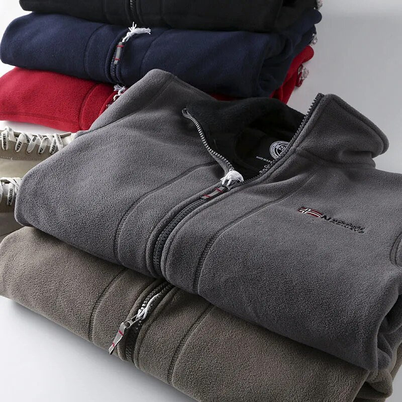 Men's Fleece Winter Jacket – Full-Zip High Collar Layer