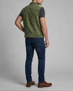 Men's Distressed Denim Waistcoat with Frayed Armholes