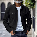 Men's Ribbed Overshirt Jacket – Stand-Collar Button-Front Layer