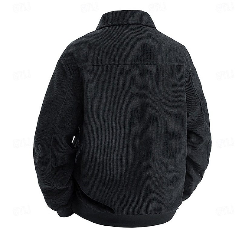 Men's Corduroy Utility Jacket – Full-Zip Shirt-Collar Layer