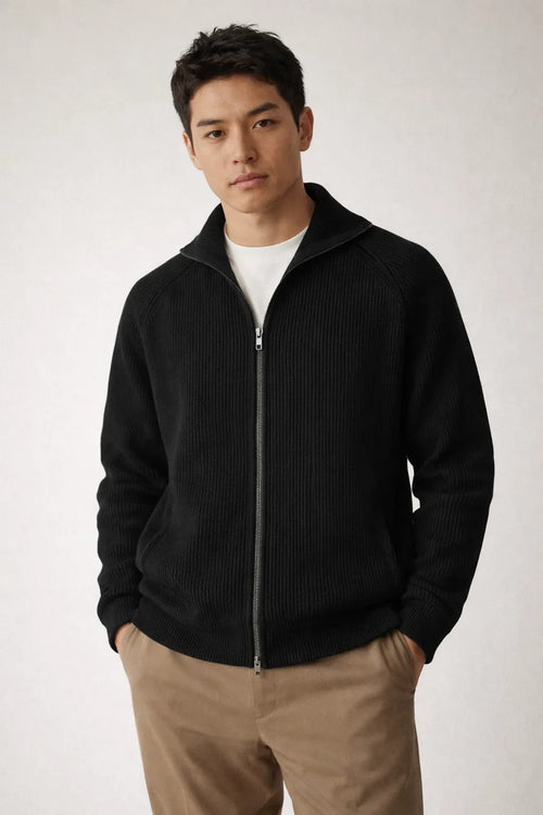 Men's Cardigan with Ribbed Texture