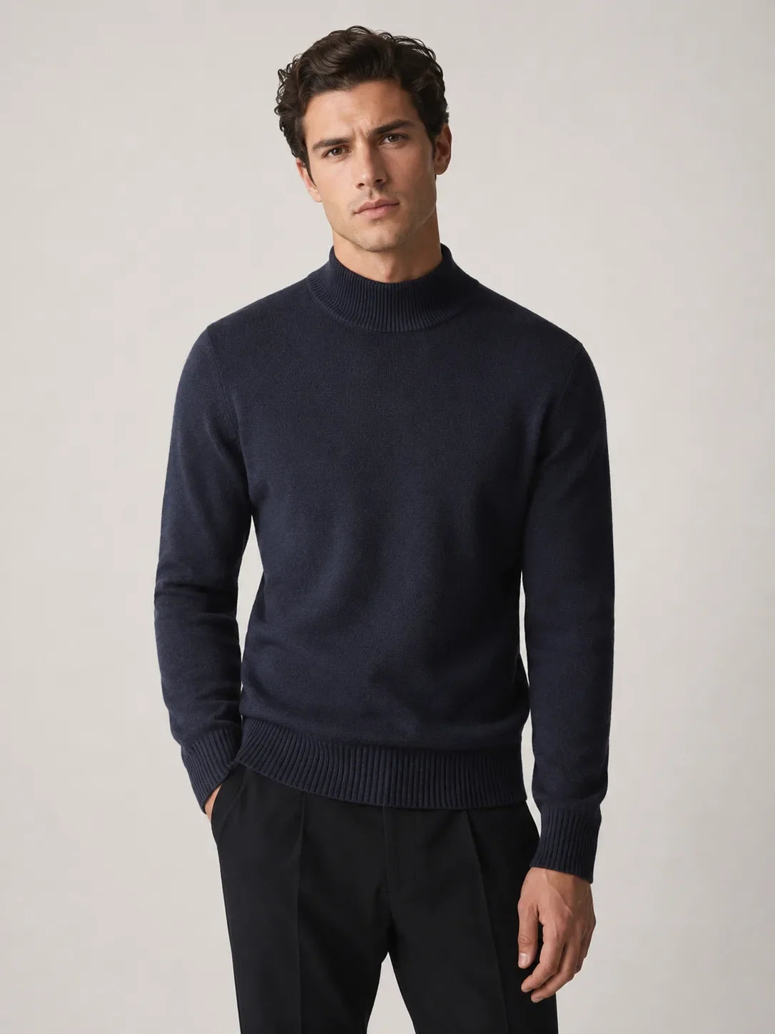 Men's Slim-fit Jumper with Mock Neck