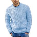 Men's Cable-Knit Crew-Neck Sweater – Textured Long-Sleeve Pullover