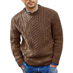 Men's Cable-Knit Crew-Neck Sweater – Textured Long-Sleeve Pullover