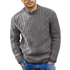 Men's Cable-Knit Crew-Neck Sweater – Textured Long-Sleeve Pullover