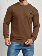 Men's Crew-Neck Sweatshirt with Patch Letter Detail