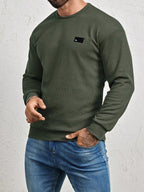 Men's Crew-Neck Sweatshirt with Patch Letter Detail