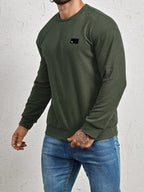 Men's Crew-Neck Sweatshirt with Patch Letter Detail