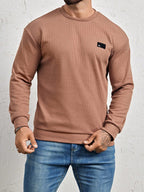 Men's Crew-Neck Sweatshirt with Patch Letter Detail