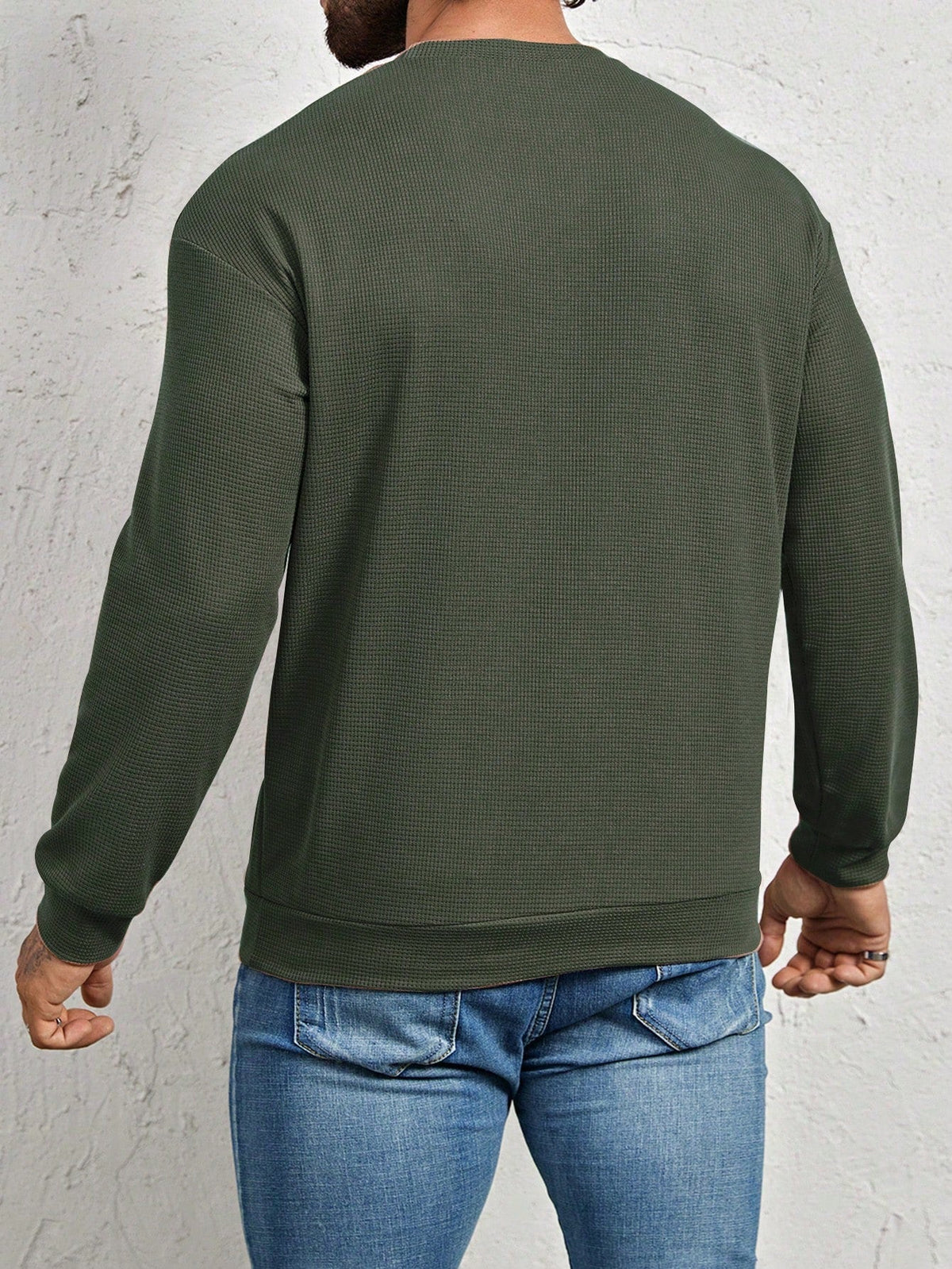 Men's Crew-Neck Sweatshirt with Patch Letter Detail