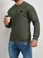 Men's Crew-Neck Sweatshirt with Patch Letter Detail