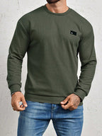 Men's Crew-Neck Sweatshirt with Patch Letter Detail