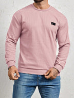 Men's Crew-Neck Sweatshirt with Patch Letter Detail