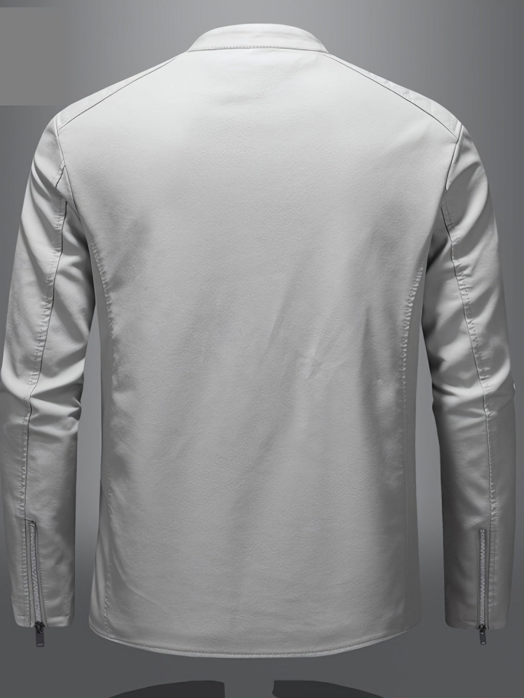Men's Faux Leather Biker Jacket with Stand Collar