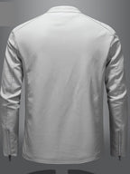 Men's Faux Leather Biker Jacket with Stand Collar